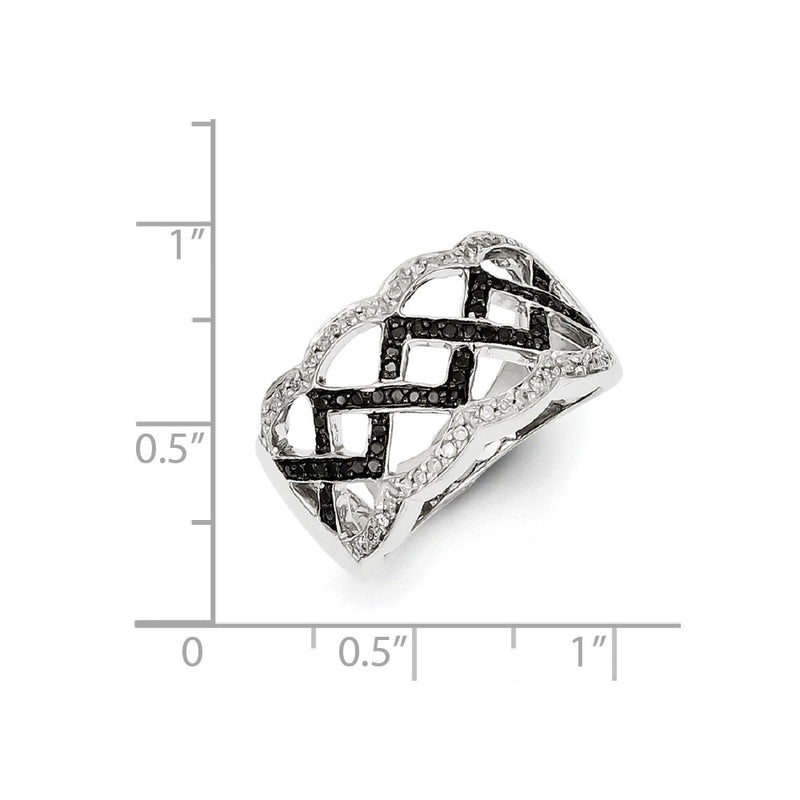 Sterling Silver Black and White Diamond Ring