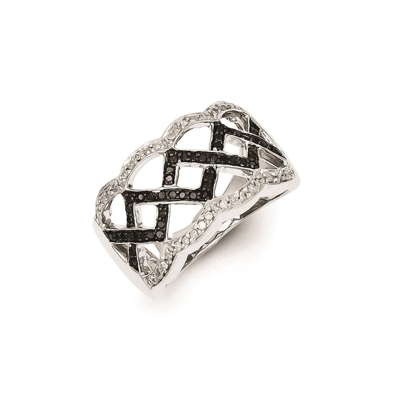 Sterling Silver Black and White Diamond Ring