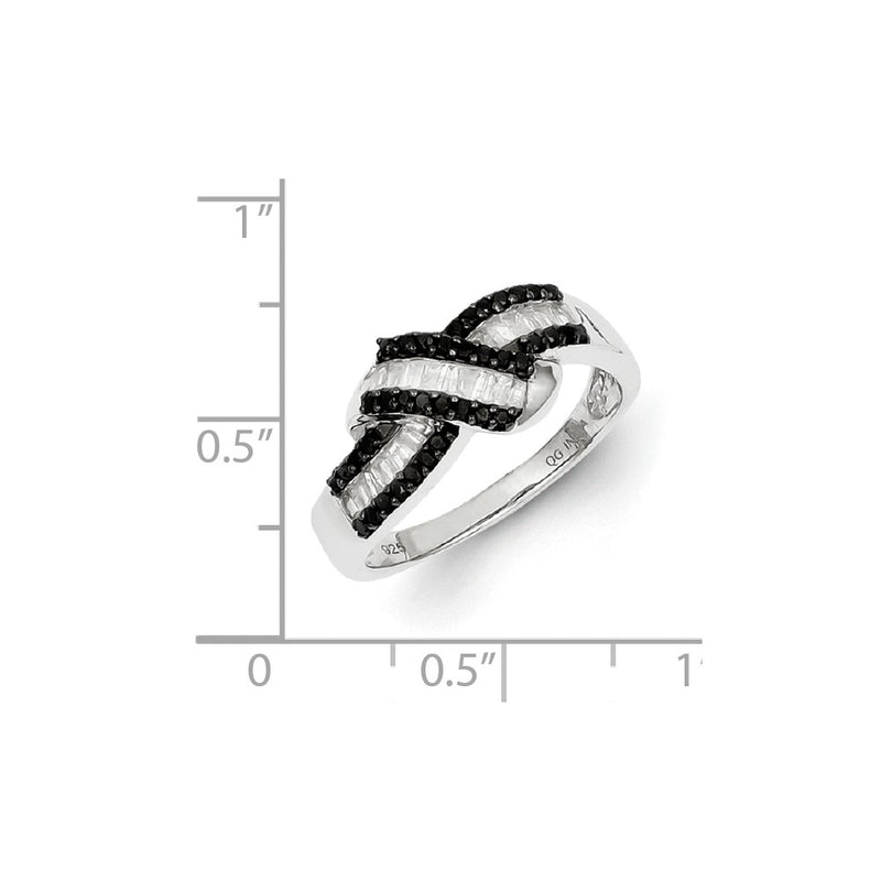 Sterling Silver Black and White Diamond Ring