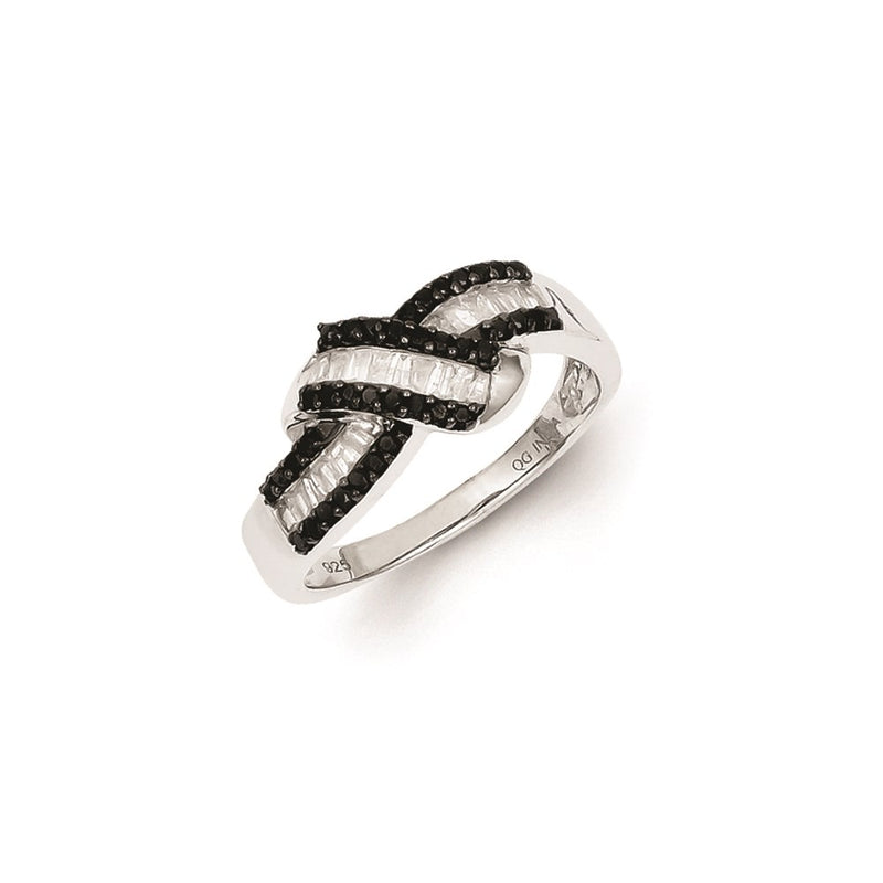 Sterling Silver Black and White Diamond Ring