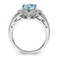 Sterling Silver Rhodium Sky Blue Topaz & Diamond Ring