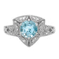 Sterling Silver Rhodium Sky Blue Topaz & Diamond Ring