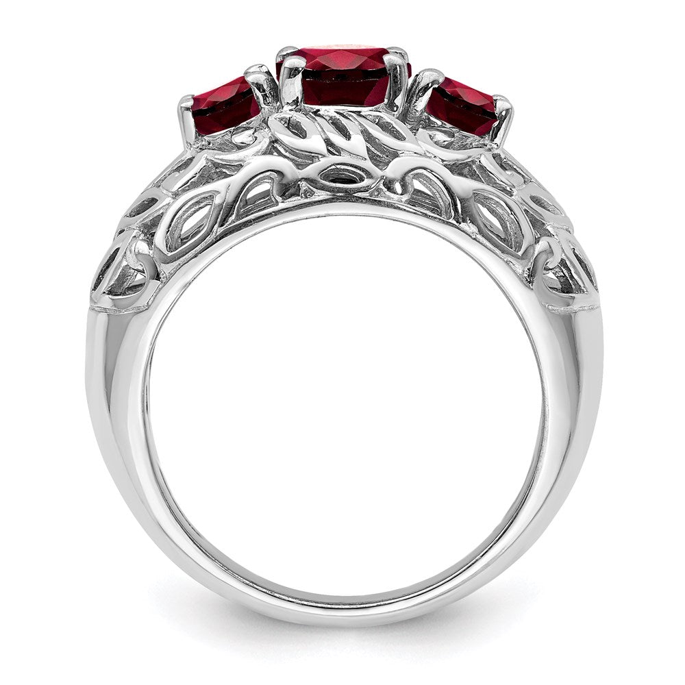 Sterling Silver Rhodium-plated Garnet Ring