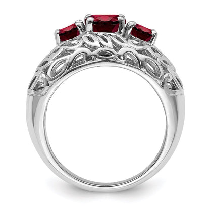 Sterling Silver Rhodium-plated Garnet Ring