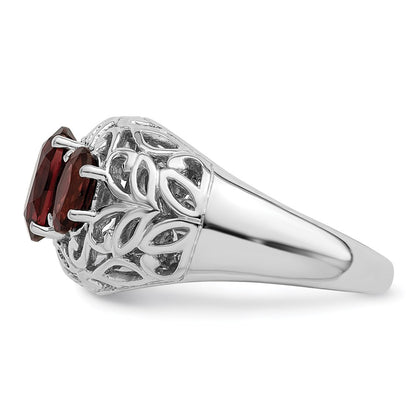 Sterling Silver Rhodium-plated Garnet Ring