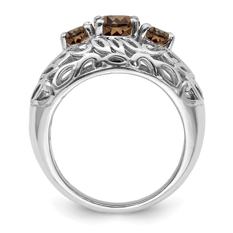 Sterling Silver Rhodium Smoky Quartz Ring