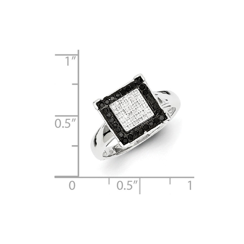 Sterling Silver Black & White Diamond Ring
