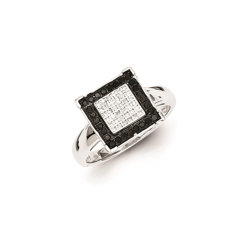 Sterling Silver Black & White Diamond Ring