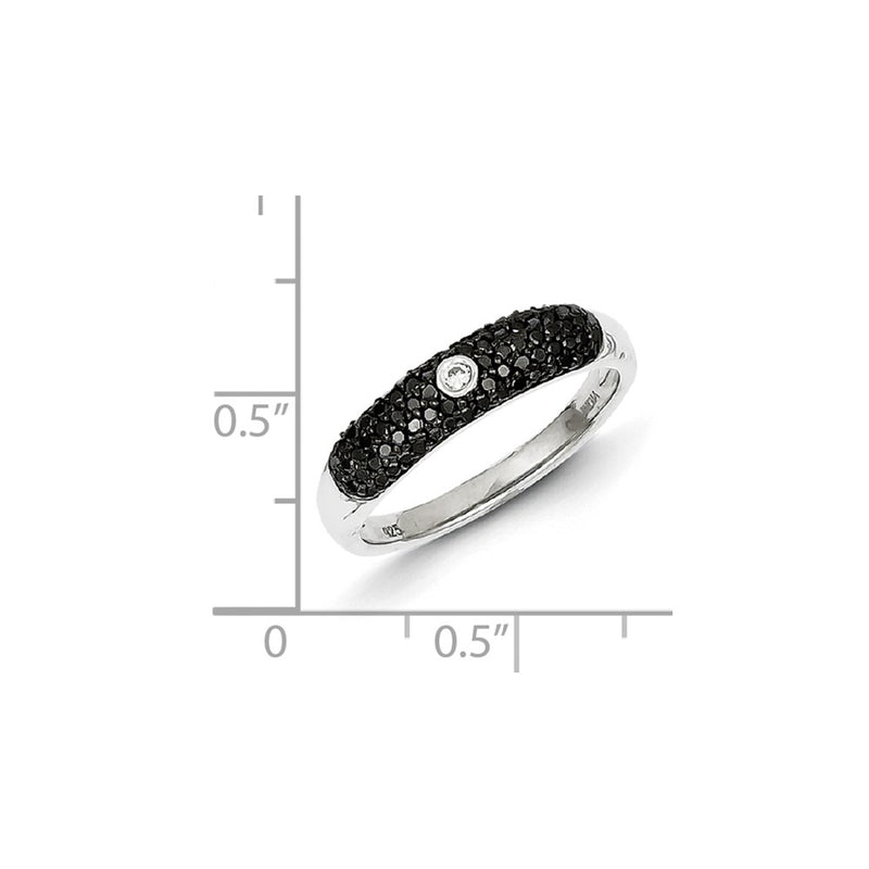 Sterling Silver Black and White Diamond Dome Band
