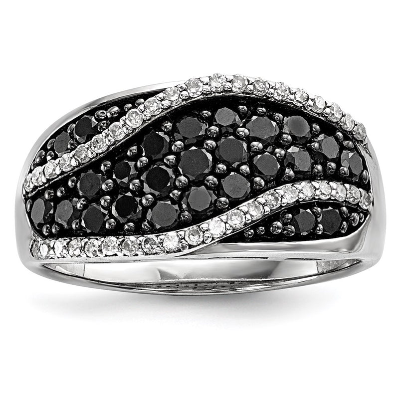 Sterling Silver Black & White Diamond Ring