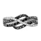 White Night Sterling Silver Rhodium-plated Black and White Diamond Criss Cross Ring