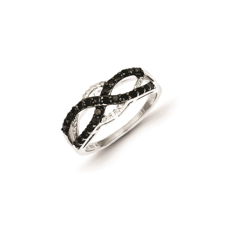 Sterling Silver Black & White Diamond Ring