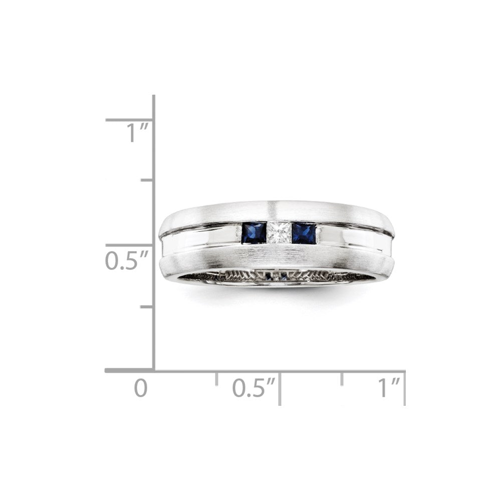 Sterling Silver Belle Amore Diamond & Sapphire Men's Ring