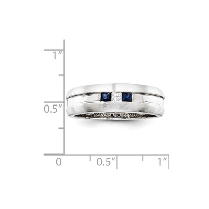 Sterling Silver Belle Amore Diamond & Sapphire Men's Ring