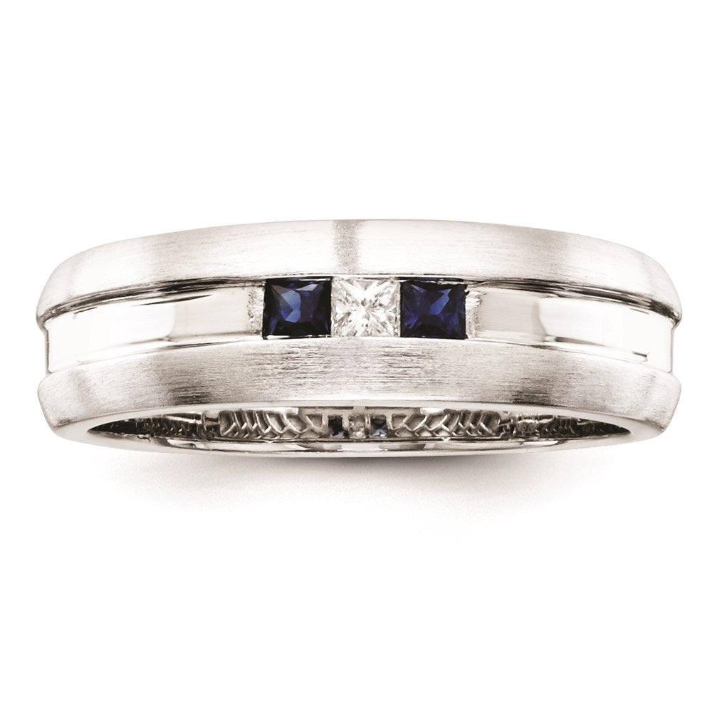 Sterling Silver Belle Amore Diamond & Sapphire Men's Ring