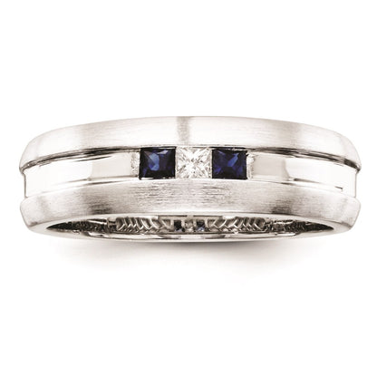 Sterling Silver Belle Amore Diamond & Sapphire Men's Ring