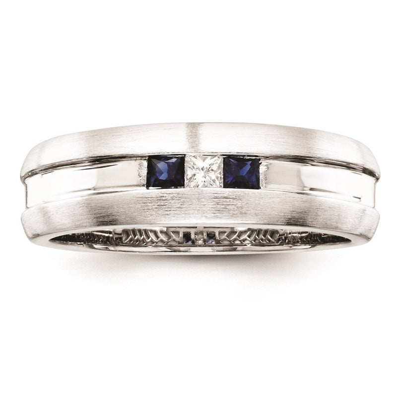 Sterling Silver Belle Amore Diamond & Sapphire Men's Ring