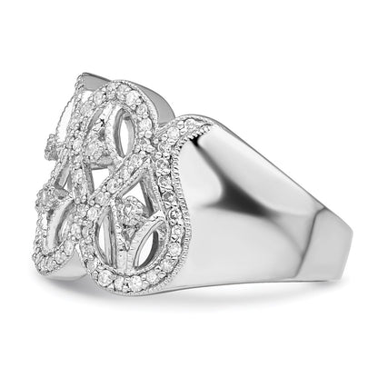 Sterling Silver Rhodium Diamond Ring