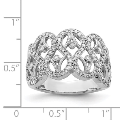 Sterling Silver Rhodium Diamond Ring