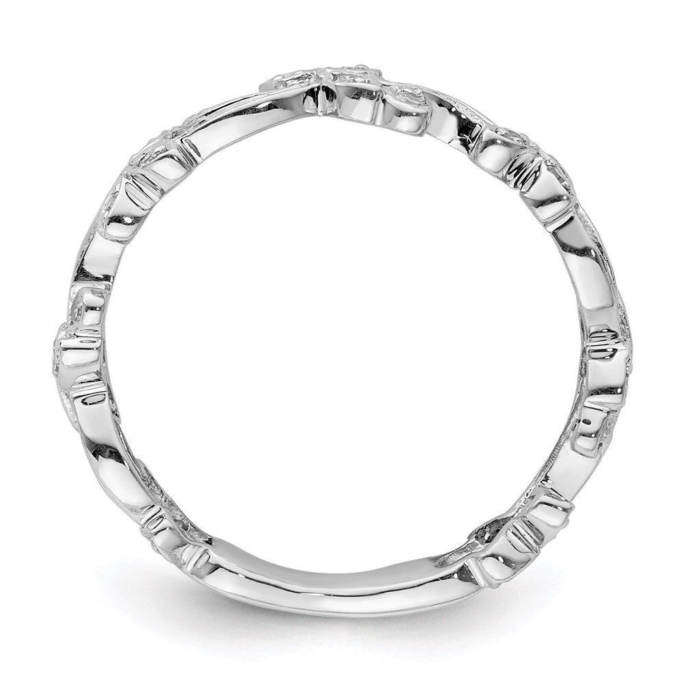 Sterling Silver Rhodium Diamond Ring