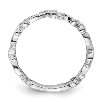 Sterling Silver Rhodium Diamond Ring