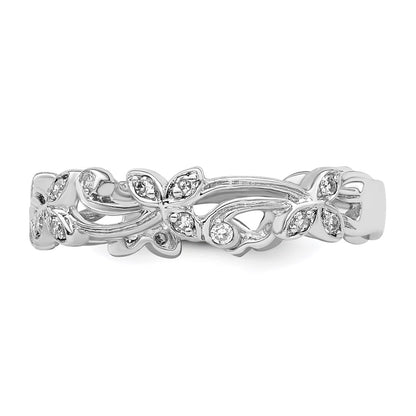 Sterling Silver Rhodium Diamond Ring