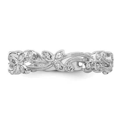 Sterling Silver Rhodium Diamond Ring