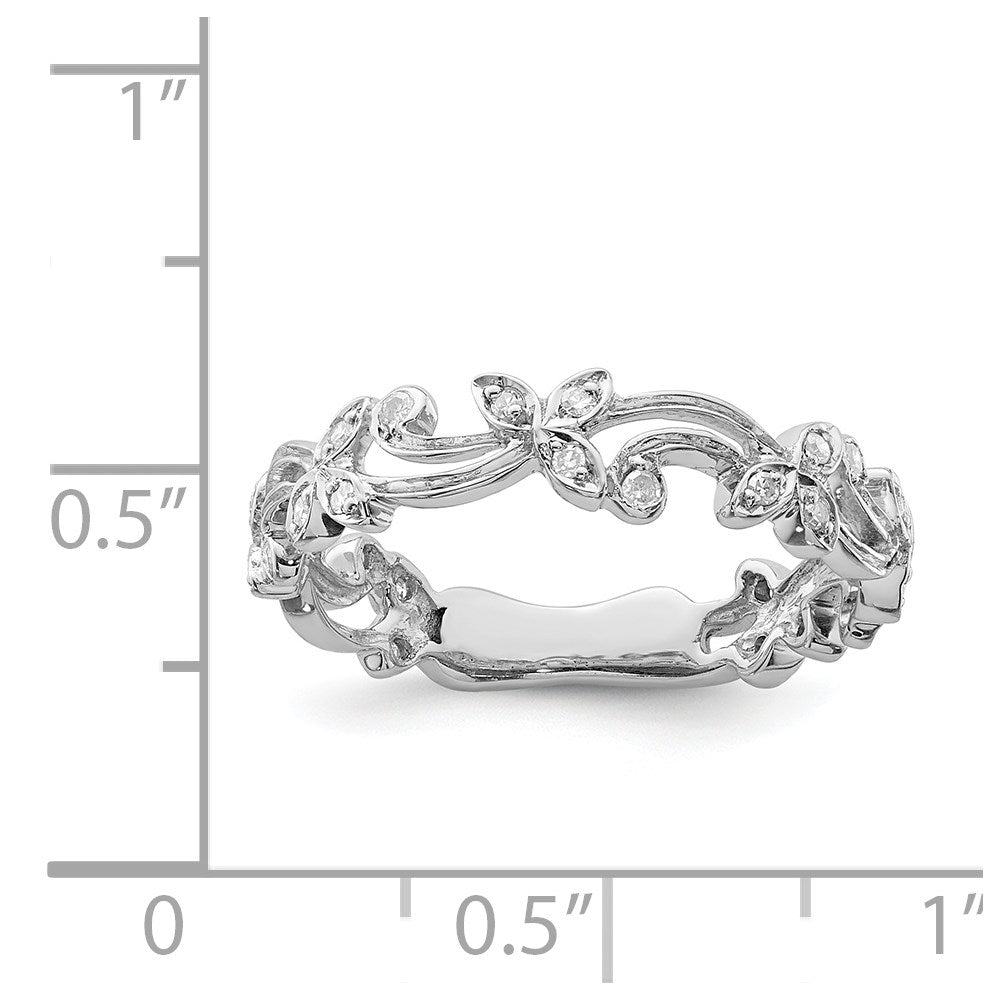 Sterling Silver Rhodium Diamond Ring