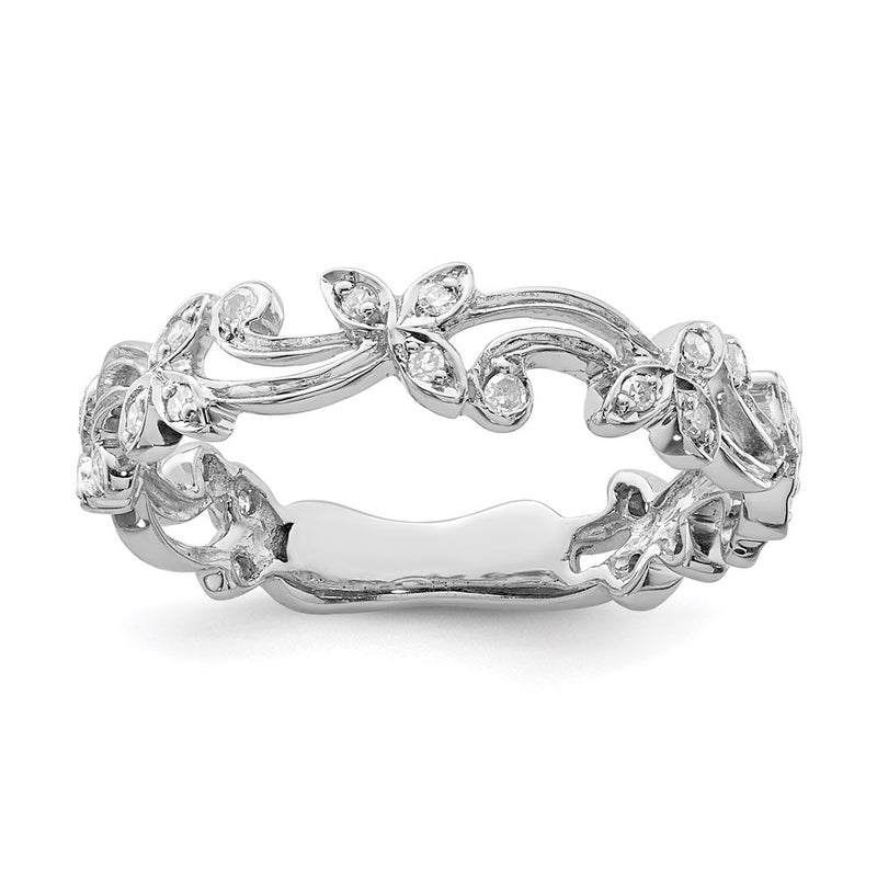 Sterling Silver Rhodium Diamond Ring