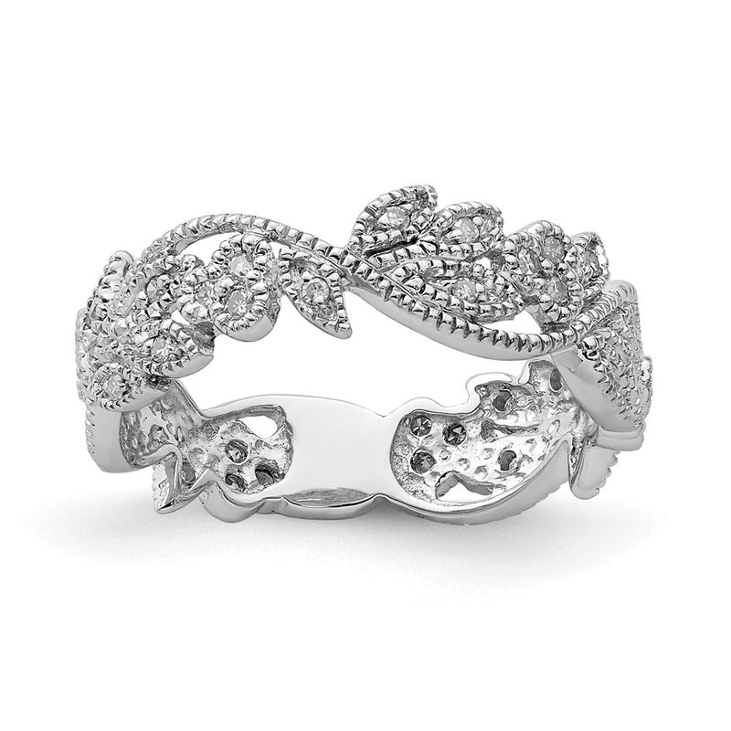 Sterling Silver Rhodium Diamond Ring