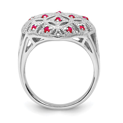 Sterling Silver Rhodium-plated Ruby Heart Ring