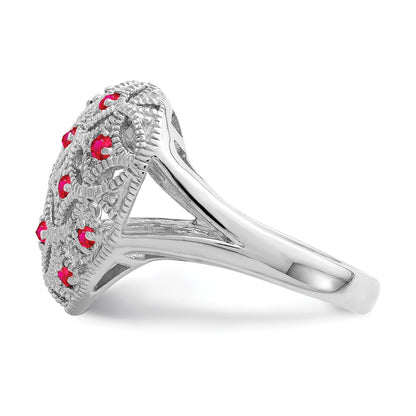 Sterling Silver Rhodium-plated Ruby Heart Ring