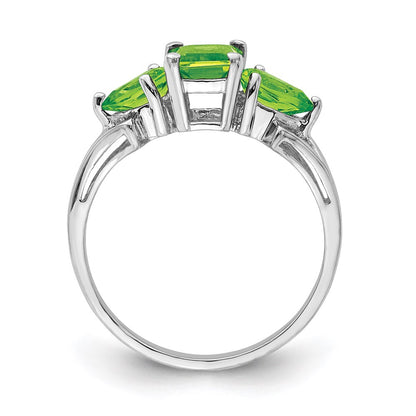 Sterling Silver Rhodium Peridot Ring