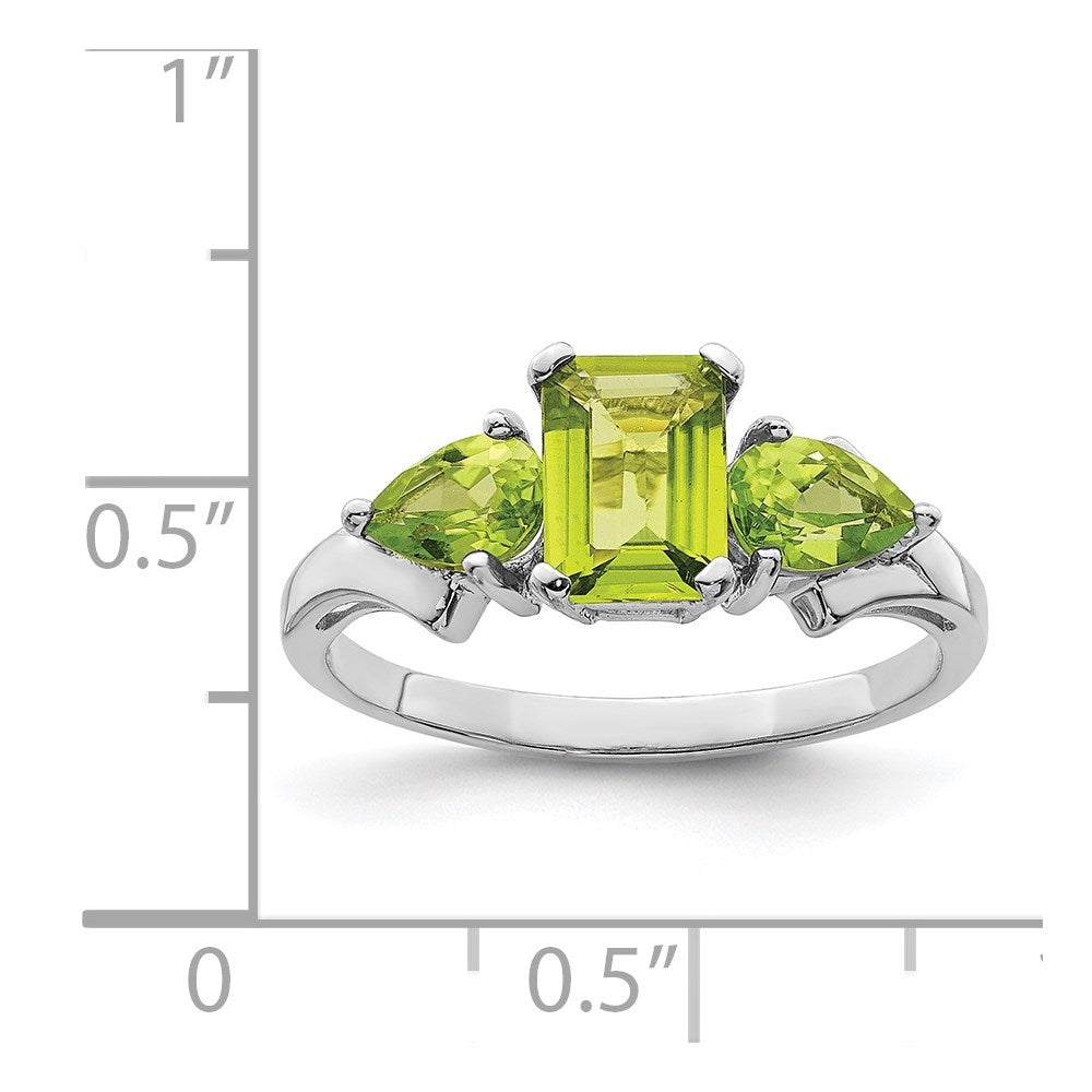 Sterling Silver Rhodium Peridot Ring