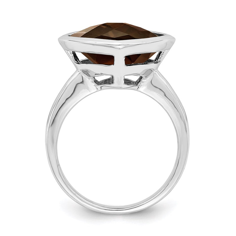 Sterling Silver Rhodium Smoky Quartz Ring