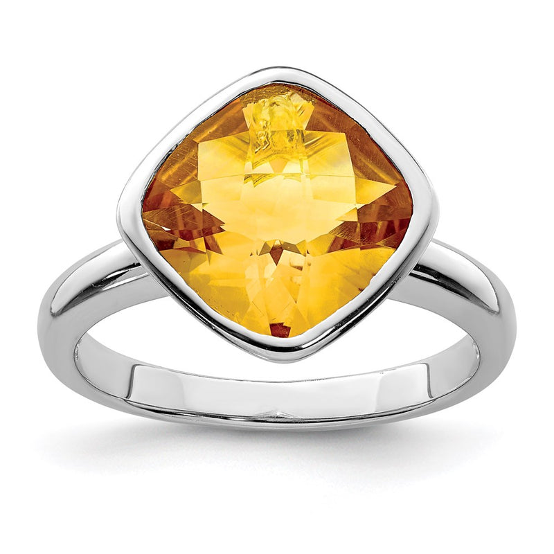 Sterling Silver Rhodium Citrine Ring