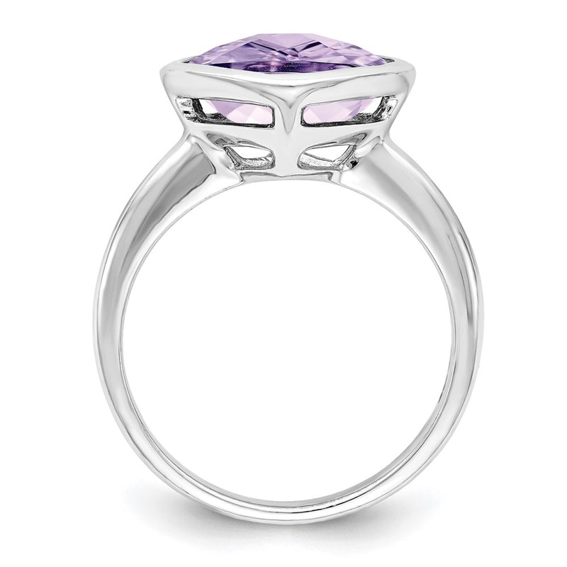 Sterling Silver Rhodium Pink Quartz Ring