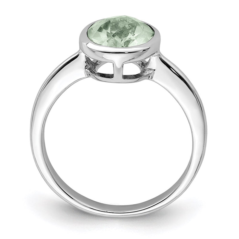 Sterling Silver Rhodium Green Quartz Ring