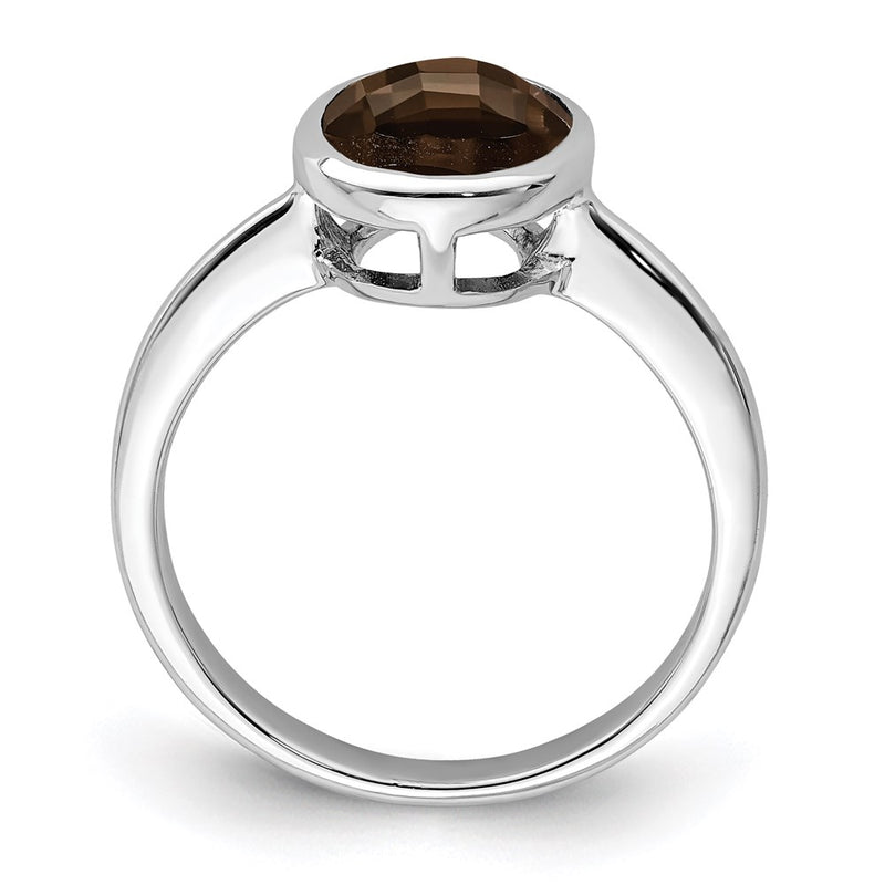 Sterling Silver Rhodium Smoky Quartz Ring