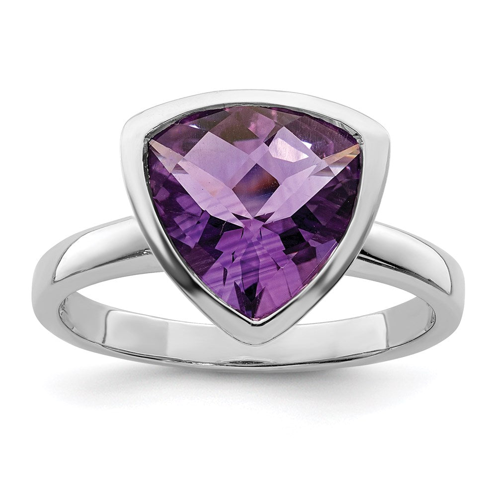 Sterling Silver Rhodium-plated Amethyst Ring