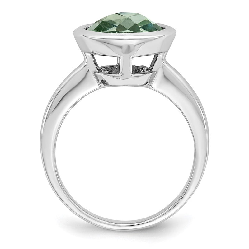 Sterling Silver Rhodium Green Quartz Ring