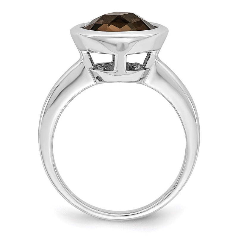 Sterling Silver Rhodium Smoky Quartz Ring
