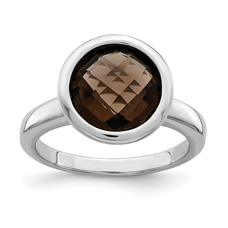 Sterling Silver Rhodium Smoky Quartz Ring