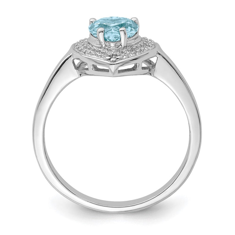 Sterling Silver Rhodium Plated Diamond & Light Swiss BT Heart Ring