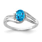 Sterling Silver Rhodium Plated Diamond & Sky Blue Topaz Oval Ring