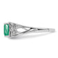 Sterling Silver Rhodium Plated Emerald Ring