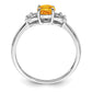 Sterling Silver Rhodium Plated Diamond and Citrine Round Ring