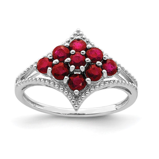 Sterling Silver Rhodium-plated Ruby Ring