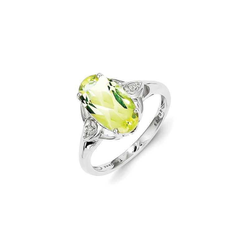 Sterling Silver Diamond Accent and Lemon Quartz Ring