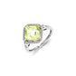 Sterling Silver Diamond & Lemon Quartz Square Ring